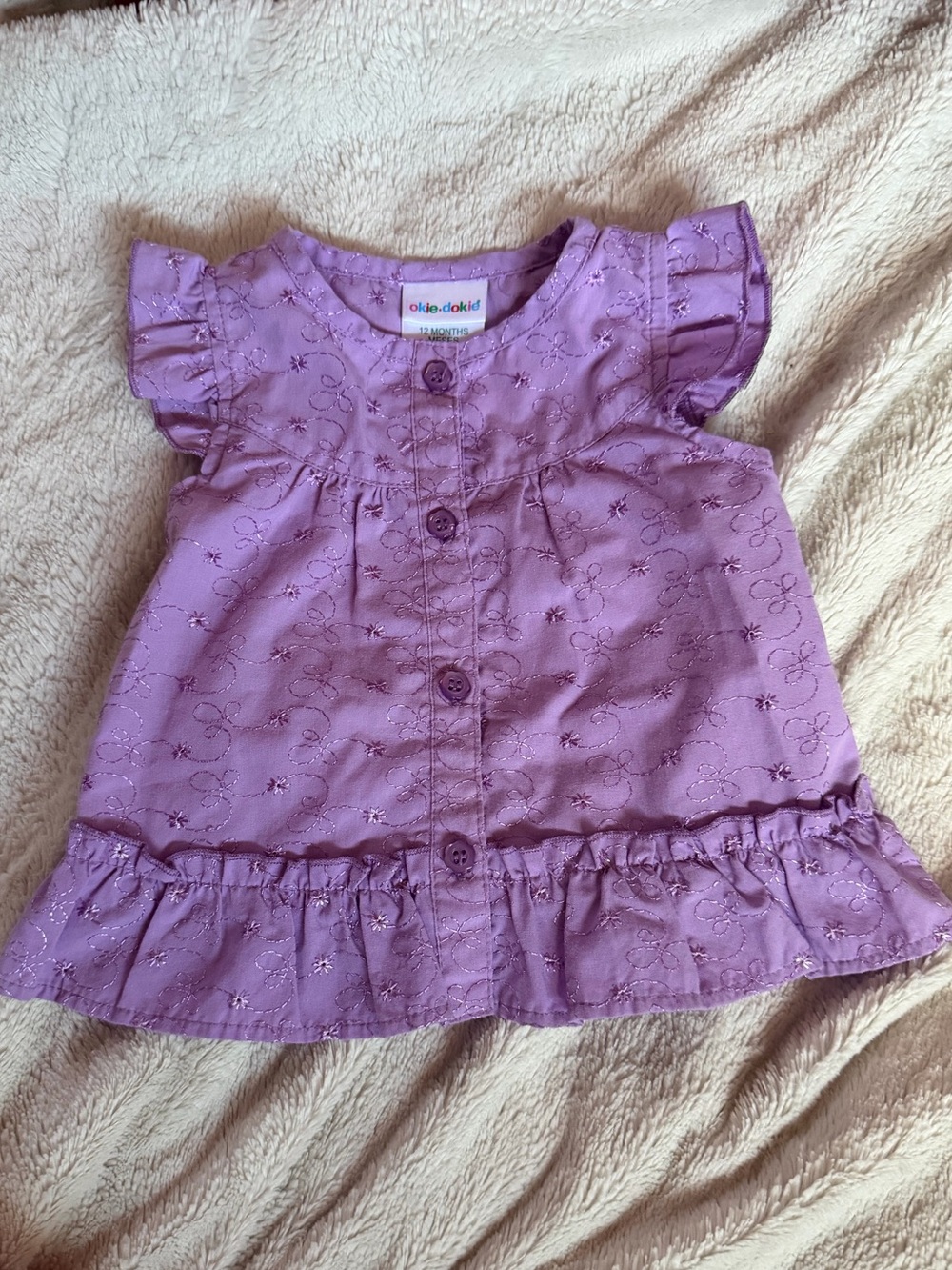 Vintage okie dokie Lavender Eyelet Ruffle Button-Front Top